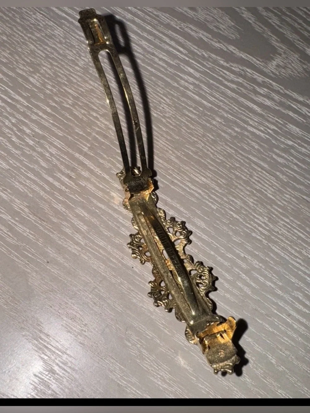 Vintage Gold-Tone Hair, Filigree-Flower Barrette Clip Made in France